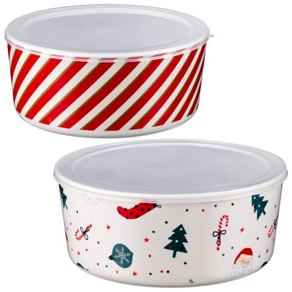 24 Wholesale 2 Pack Christmas Printed Food Containers - at 